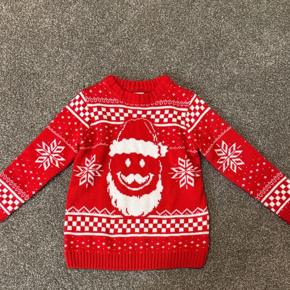 Holiday Time “Ugly Christmas” Santa Red Knit Sweater